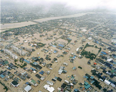 西枇杷島町の浸水状況（写真提供：中部地方整備局河川部河川課）